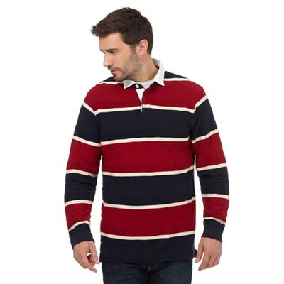Maine New England Big and tall red and navy textured stripe rugby shirt